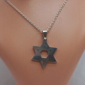 Vintage 950 Star of David Pendant Necklace Sterling Silver Chain